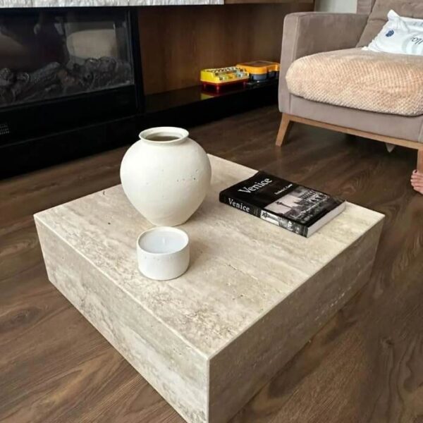 Rustic Travertine Living Room Table