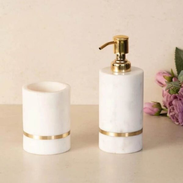 Aurora White Marble Bathroom Essentials