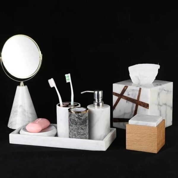 Hand-Carved Marble Bathtub Caddy