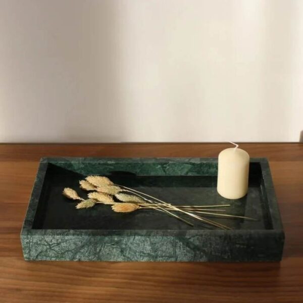 Luxury Green Marble Rectangular Tray for Vanity & Table Decor