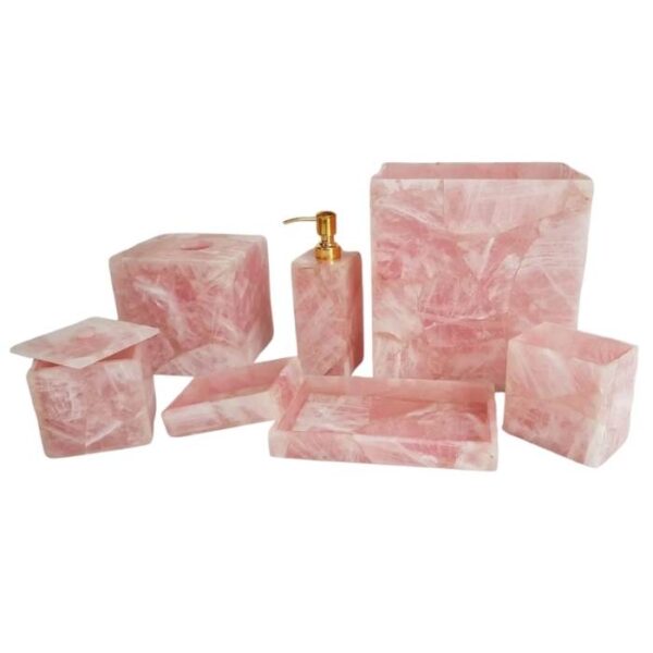 Rose Quartz Bathroom Set – 7 Pieces
