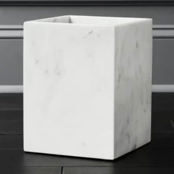 Solid Marble Trash Can – Luxury Bath & Vanity Bin