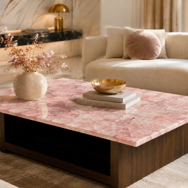Rose Quartz Crystal Table Top