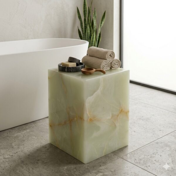 Green Onyx Plinth Side Table | Luxury Stone Furniture
