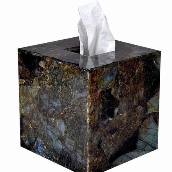 Labradorite Stone Tissue Dispenser Box