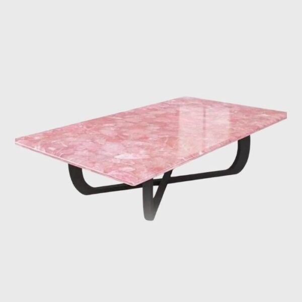 Natural Rose Quartz Stone Coffee Table