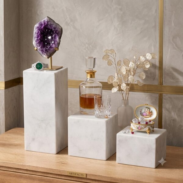 Minimalist White Stone Pedestal Plinth For Premium Display