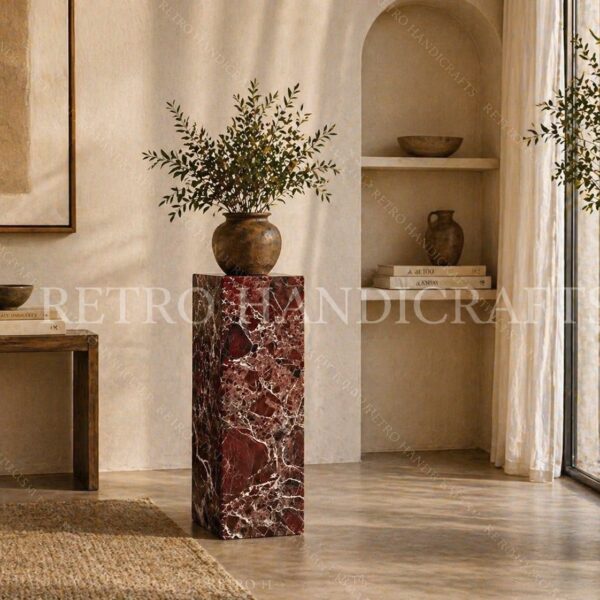 Rosso Levanto Marble Plinth Column Sculpture Display Art Pedestal Stand