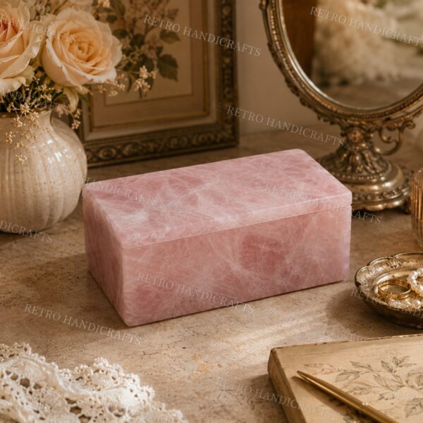 Rose Quartz Healing Crystal Jewelry Box
